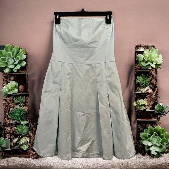 TOCCA 8 Blue Satin Strapless Fit Flare Dress - Picture 1 of 7